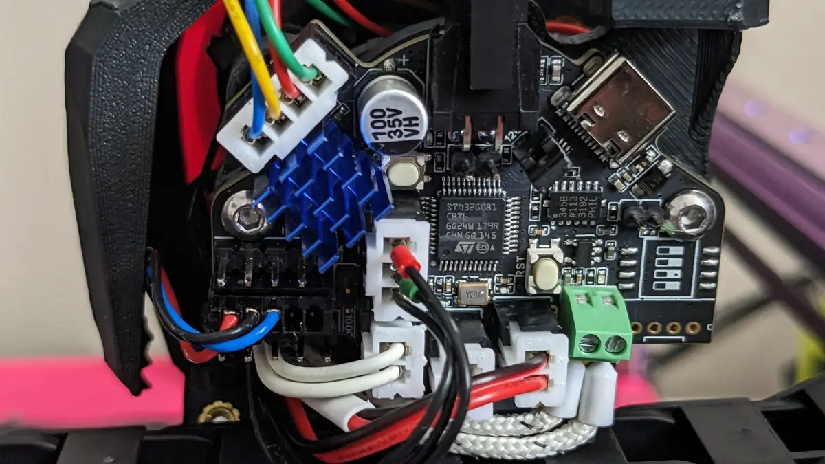 Completed EBB36 with all toolhead wiring connected